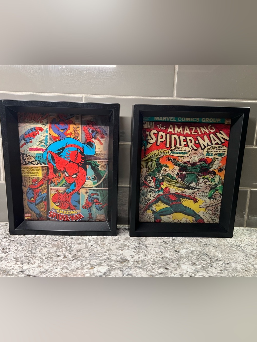 Marvel hologram framed wall art featuring Spiderman